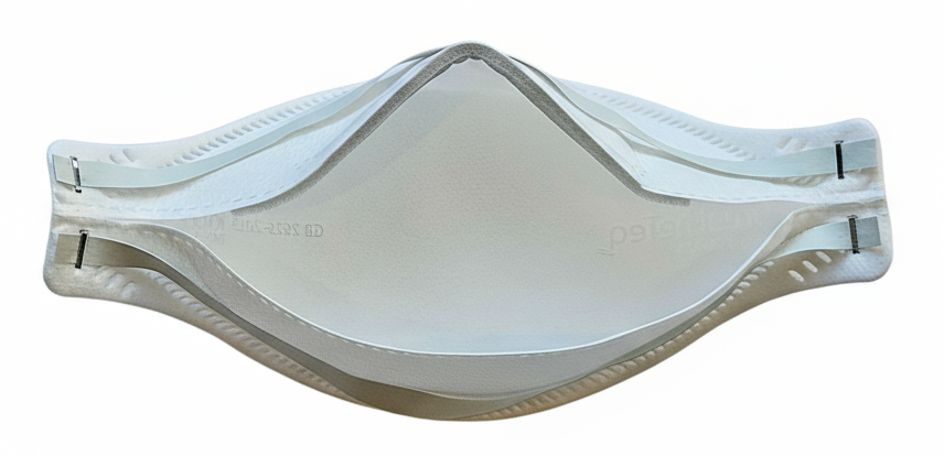 Inside view of open cell nose foam in breatheteq KN95 headband respirator mask