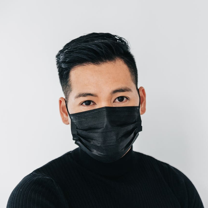 Black Face Mask: Level 3 Disposable Healthcare Procedural Mask - ASTM F2100 - Made in Canada