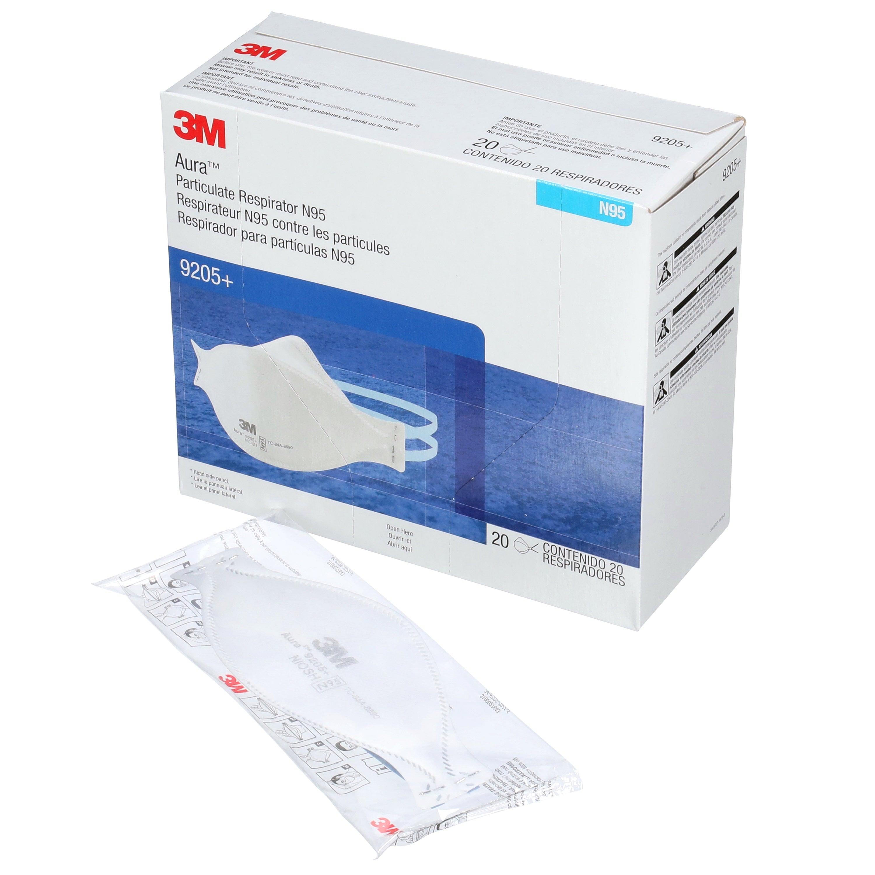 3M Aura 9205+ NIOSH N95 Respirator Mask - Made in USA