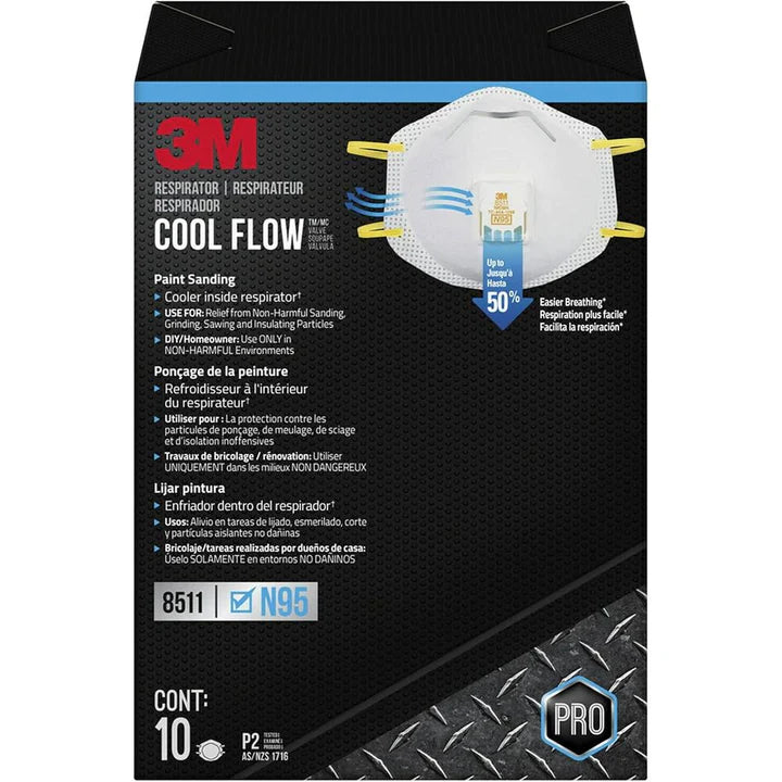 3M Canada 8511 N95 Respirator Mask Box of 10 Cool Flow Branding