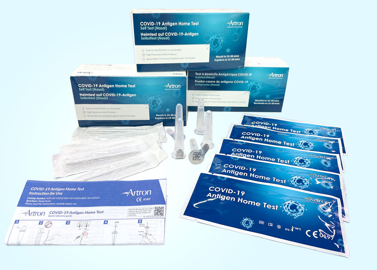 Box of 5 Artron Rapid Antigen Tests for At Home Nasal Self Test COVID 19