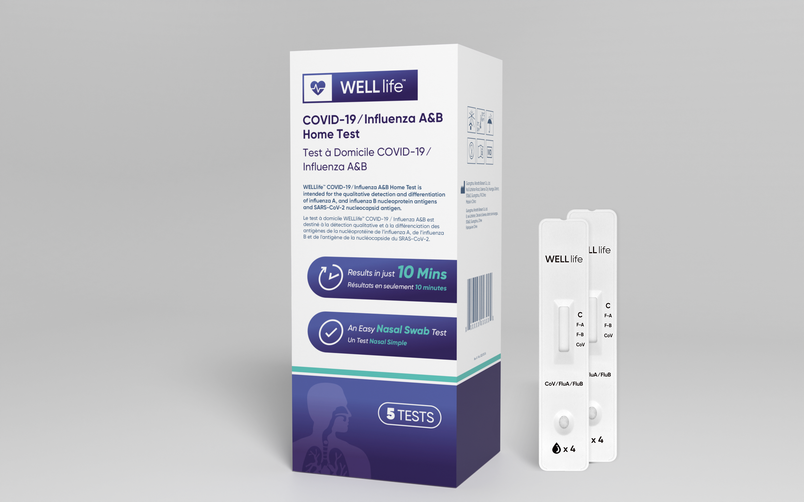 Well Life COVID-19 / Flu A&B Home Rapid Antigen Combo Test (5 tests)